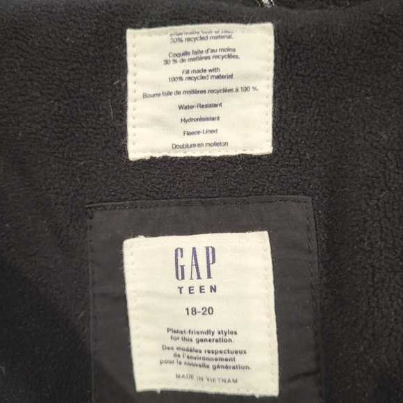 GAP Teen Winter Puffer Jacket - Size 18-20 - Black - Picture 7 of 7